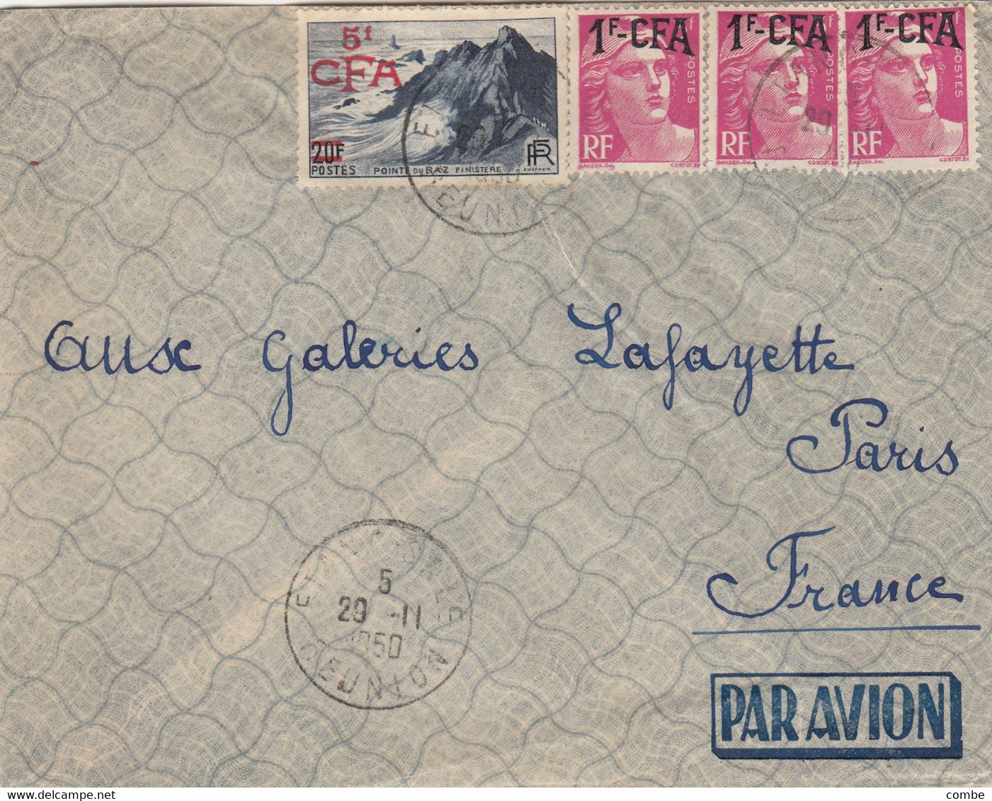 LETTRE. REUNION. 1950. ETANG SALÉ POUR PARIS PAR AVION - Covers & Documents