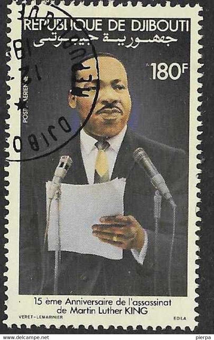 DJIBUTI -1983 - POSTA AEREA -  MARTIN LUHER KING - 180 F - USATO  ( YVERT AV 186 - MICHEL 369) - Martin Luther King