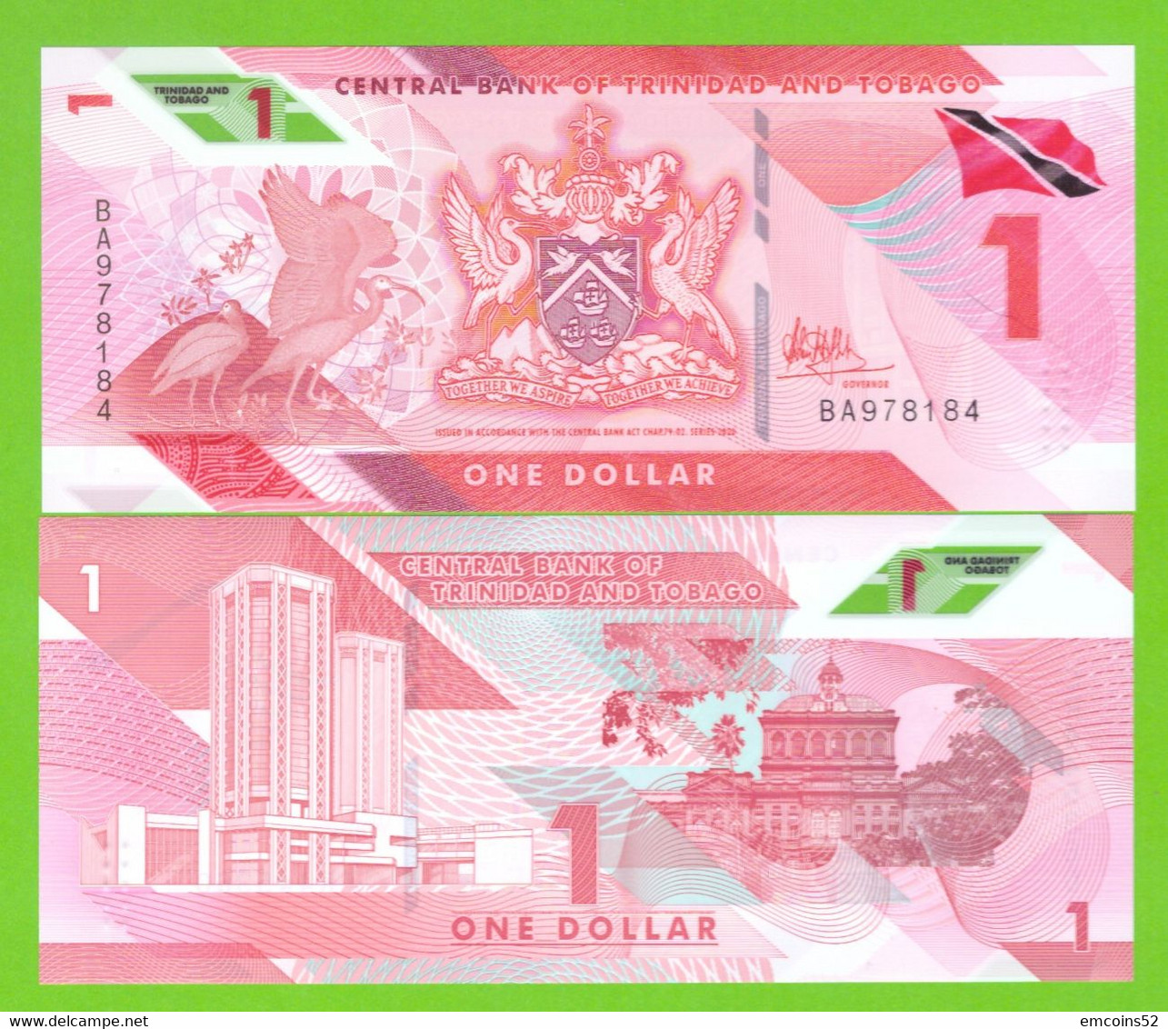 TRINIDAD & TOBAGO 1 DOLLAR 2020  P-W60  UNC - Trinité & Tobago