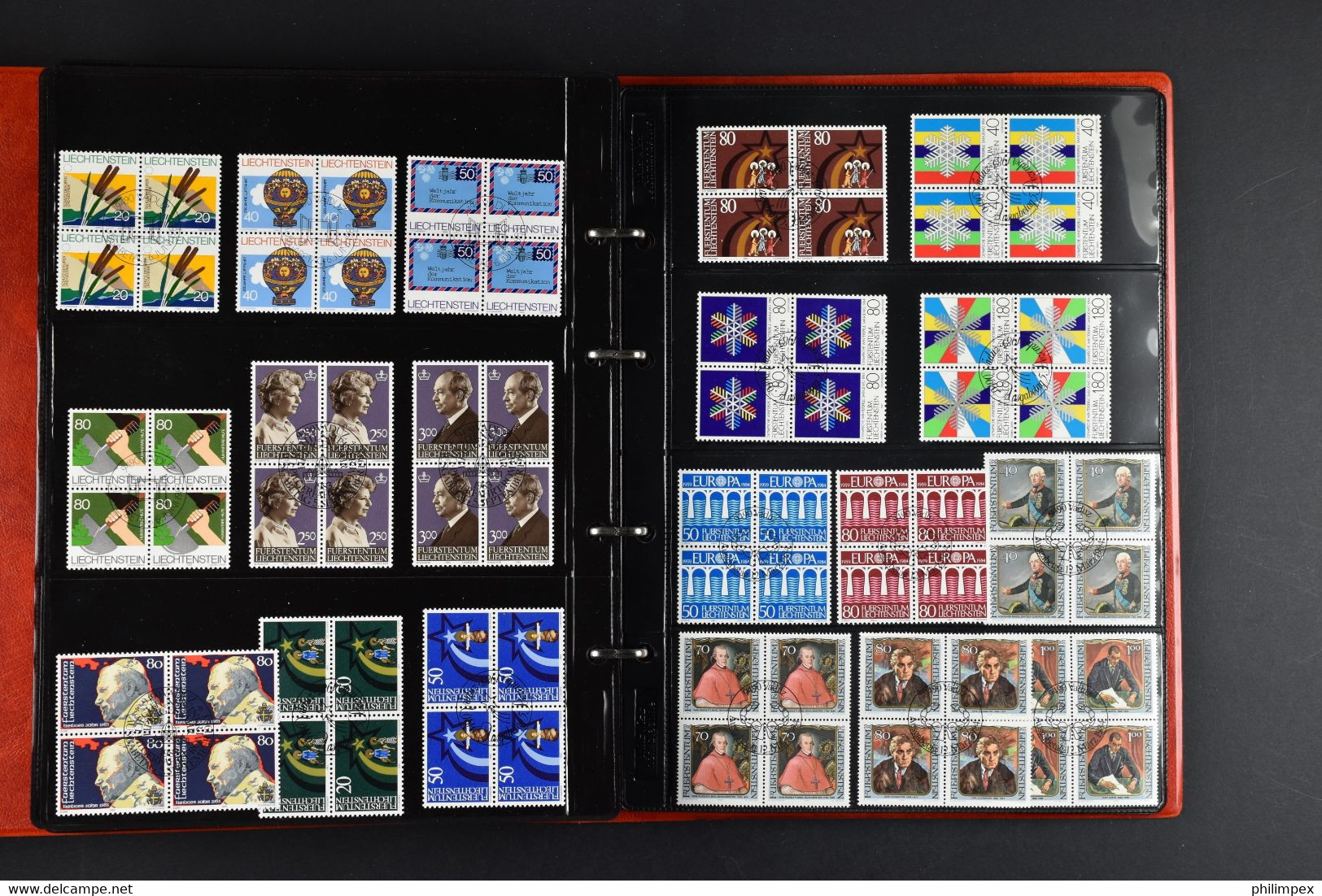 LIECHTENSTEIN, COLLECTION OF USED BLOCKS OF 4, 1966-1997 - Collections