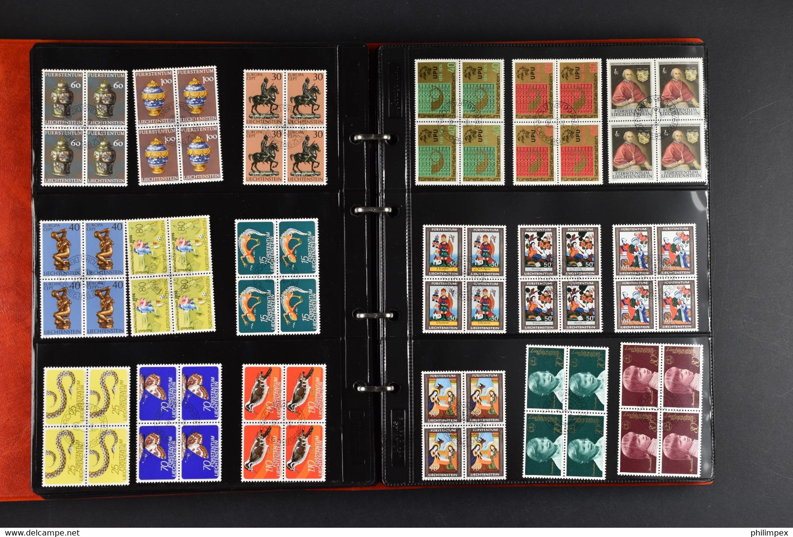 LIECHTENSTEIN, COLLECTION OF USED BLOCKS OF 4, 1966-1997