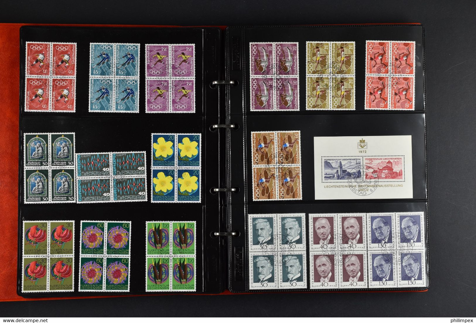 LIECHTENSTEIN, COLLECTION OF USED BLOCKS OF 4, 1966-1997