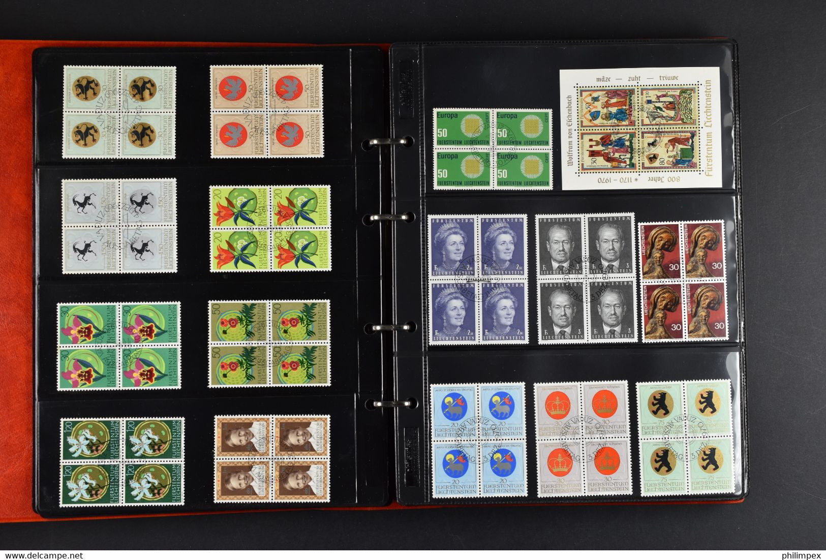 LIECHTENSTEIN, COLLECTION OF USED BLOCKS OF 4, 1966-1997