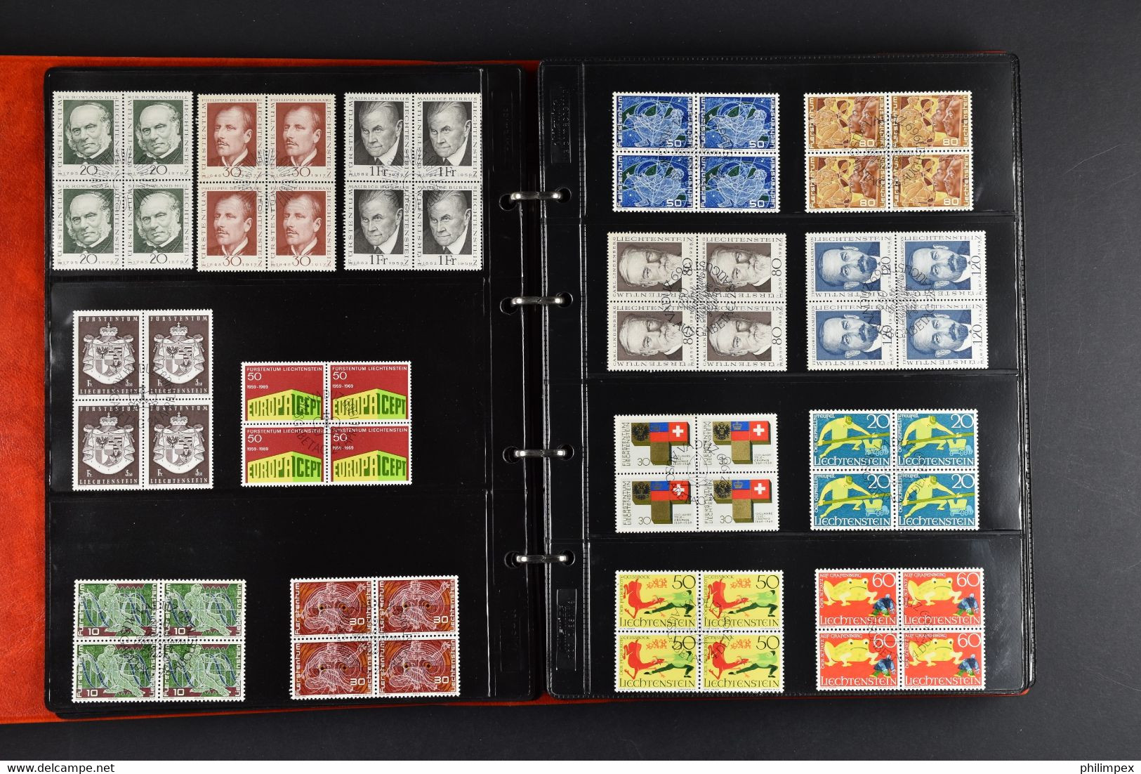 LIECHTENSTEIN, COLLECTION OF USED BLOCKS OF 4, 1966-1997