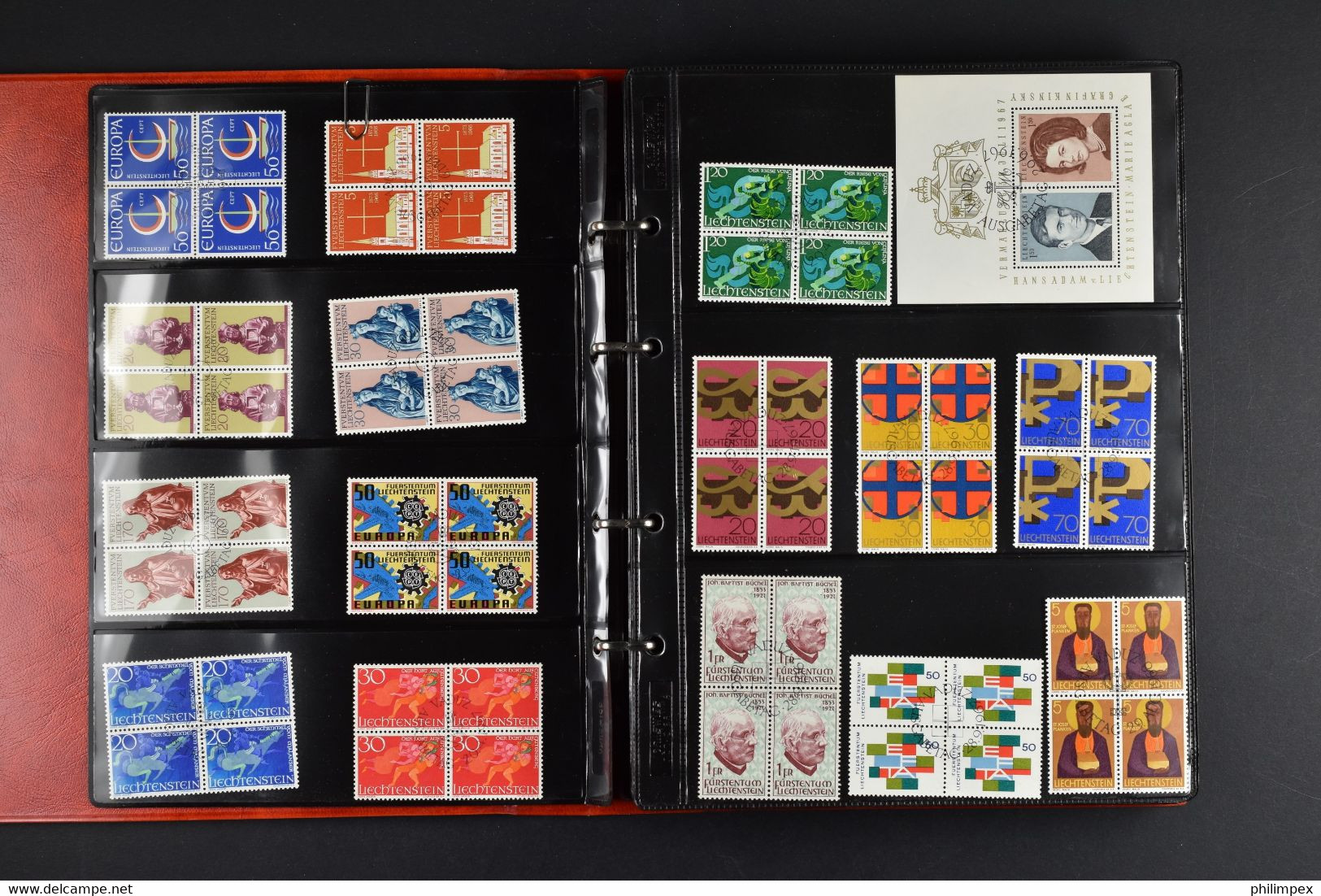 LIECHTENSTEIN, COLLECTION OF USED BLOCKS OF 4, 1966-1997