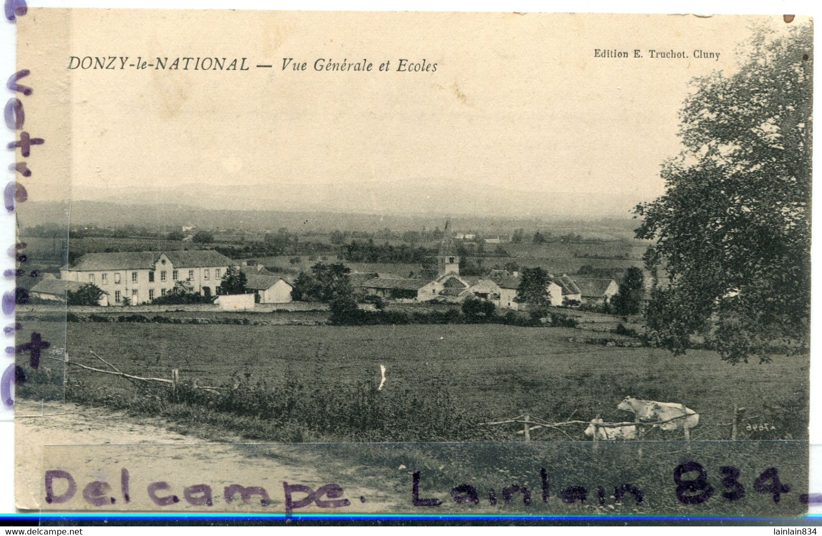 - DONZY  Le NATIONAL - ( Saone Et Loire ), Vue Générale Et école, Vaches, Coins Ok, TBE, Scans. - Sonstige & Ohne Zuordnung