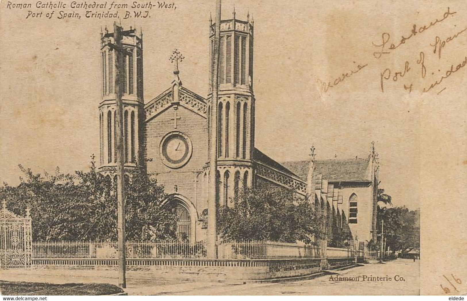 Trinidad Port Of Spain Roman Catholic Cathedral P. Used To Cuba 1906 - Trinidad