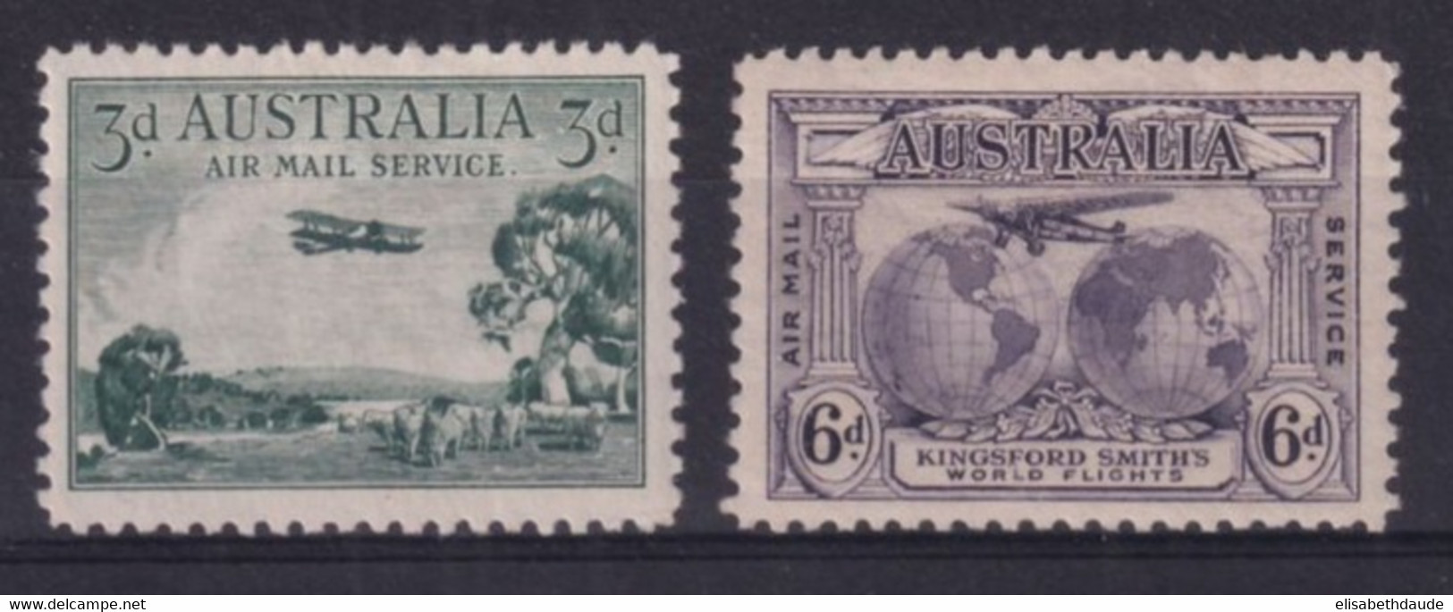 AUSTRALIA - 1929/31 - POSTE AERIENNE YVERT N° 2/3 * MLH - COTE = 30 EUR. - - Mint Stamps