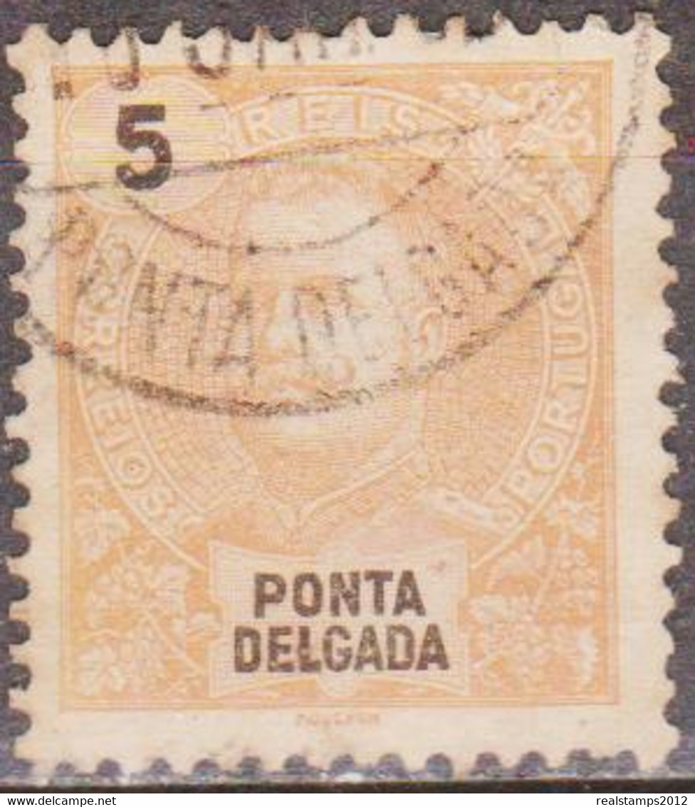 PONTA DELGADA  (Açores) - 1897,  D. Carlos I.  5 R.   D.11 3/4 X 12  (o) MUNDIFIL  Nº 14 - Ponta Delgada