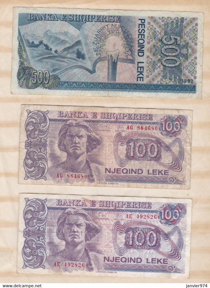 Albanie 3 Billets 500 Lek 1992 , 100 Lek 1993 Et 100 Lek 1994, Circulés - Albanie