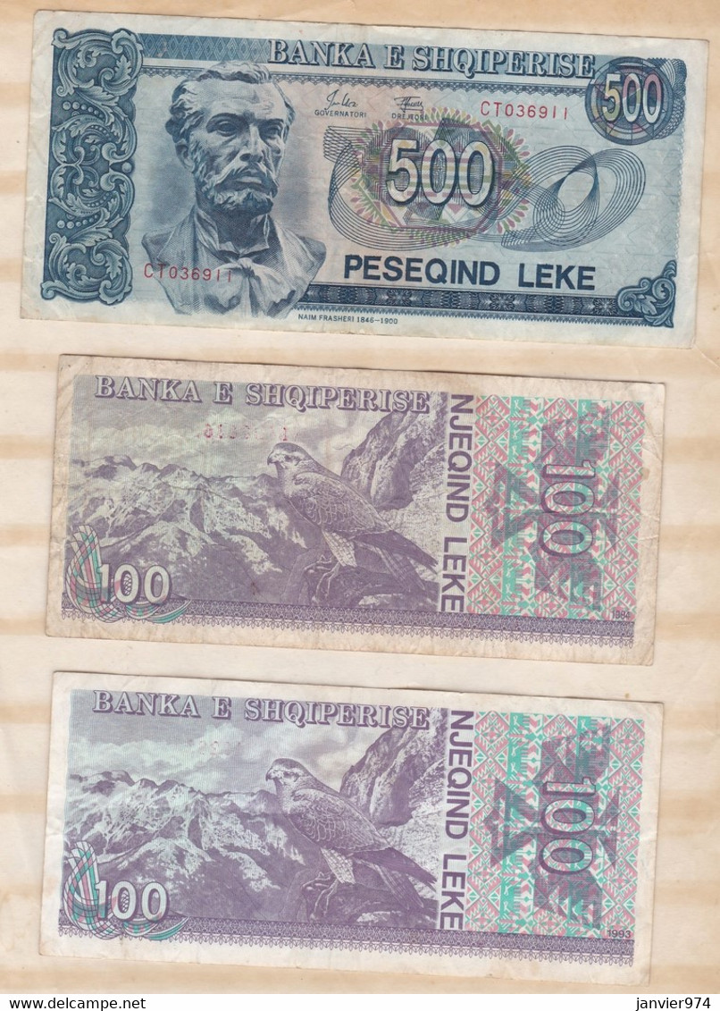 Albanie 3 Billets 500 Lek 1992 , 100 Lek 1993 Et 100 Lek 1994, Circulés - Albanien