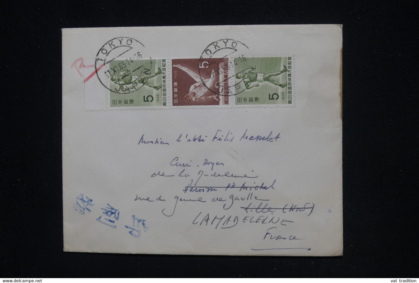 JAPON - Enveloppe De Tokyo Pour La France En 1965 , Affranchissement Sports - L 120585 - Cartas & Documentos