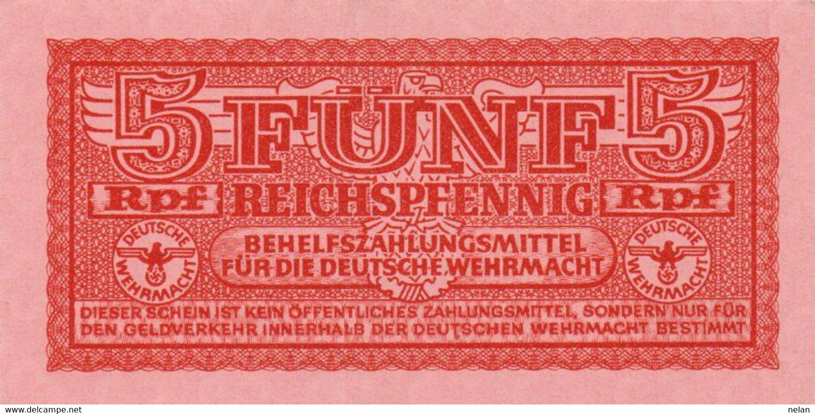 GERMANY- 5 REICHSFENNIG 1942 **World Paper Money P-M33 Rosenberg R-502 - XF++ - Military Payment Certificates - Behelfszahlungsmittel - Dt. Wehrmacht