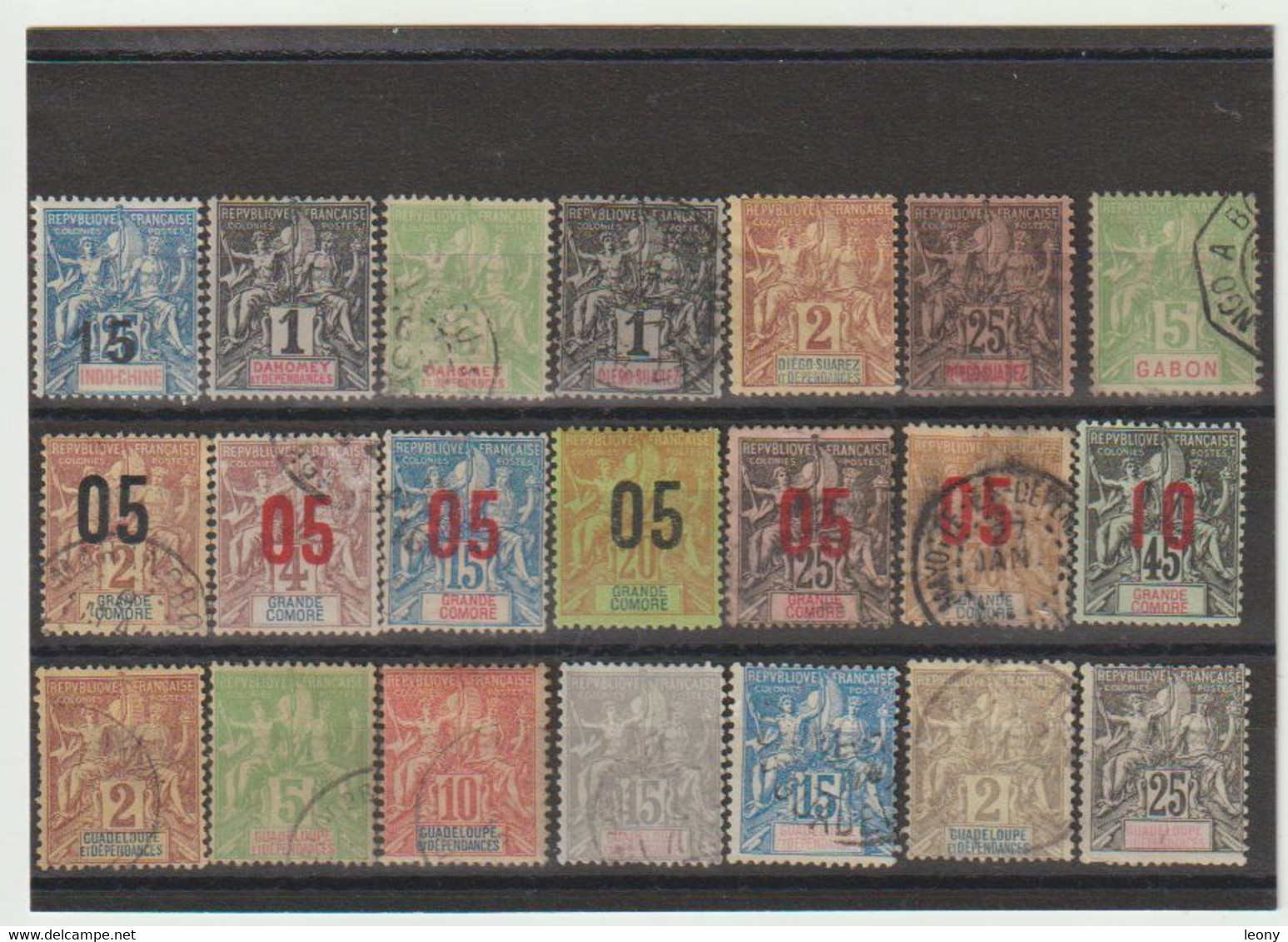 TIMBRES DIVERS  Des COLONIES FRANCAISES - GRANDE COMORE - GUADELOUPE INDOCHINE - DAHOMEY .. OBLITERES - Gebraucht