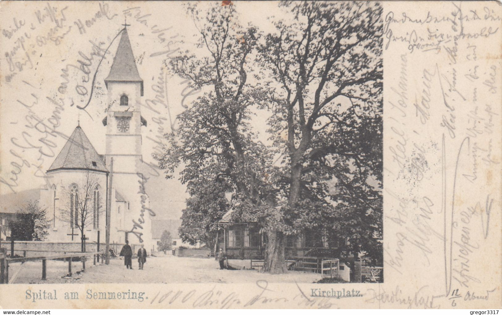 B1298) SPITAL Am SEMMERING - Kirchplatz - Kirche U. Tolle DETAILS Alt ! 1900 !! - Steinhaus Am Semmering