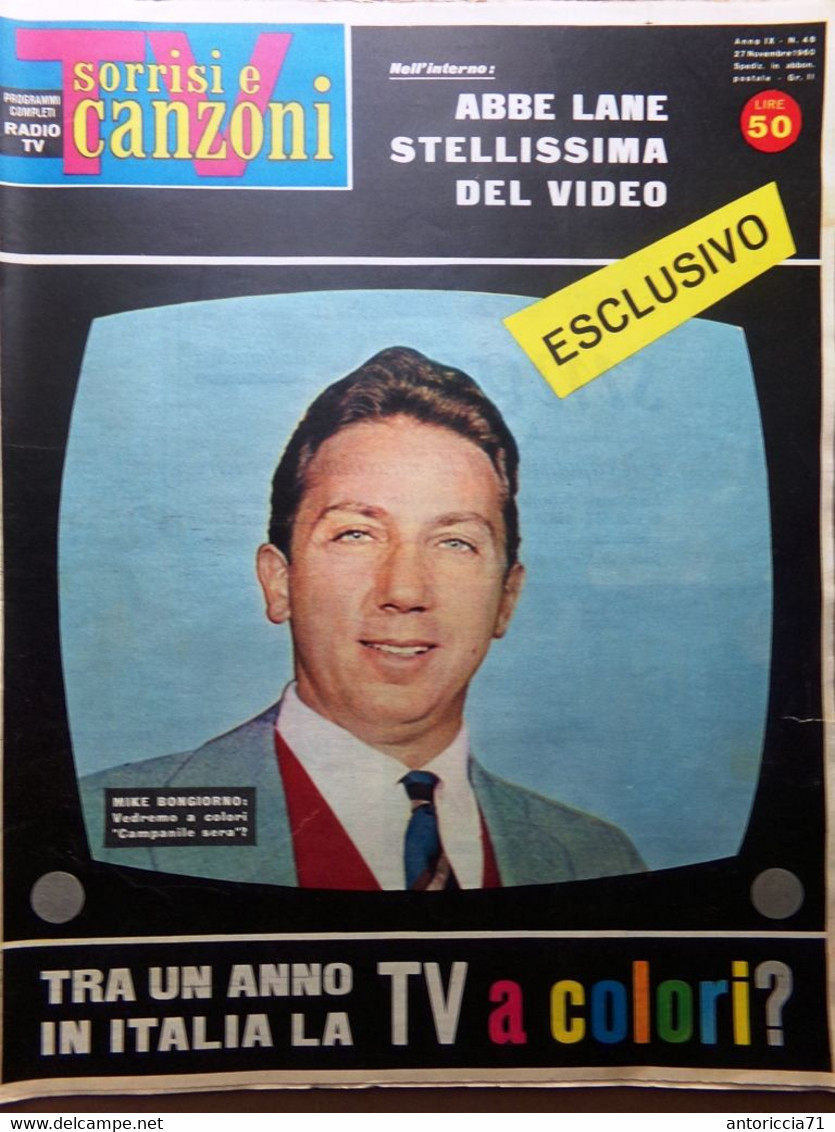 Sorrisi E Canzoni 27 Novembre 1960 Morte Clark Gable Tv Colori Abbe Lane Occhini - Televisión