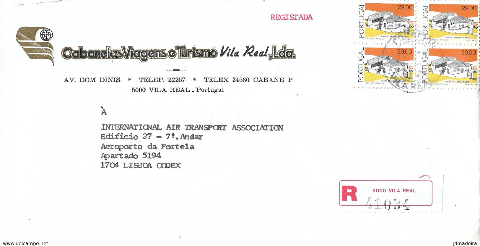 Portugal Registered Cover VILA REAL Cancel - Lettres & Documents