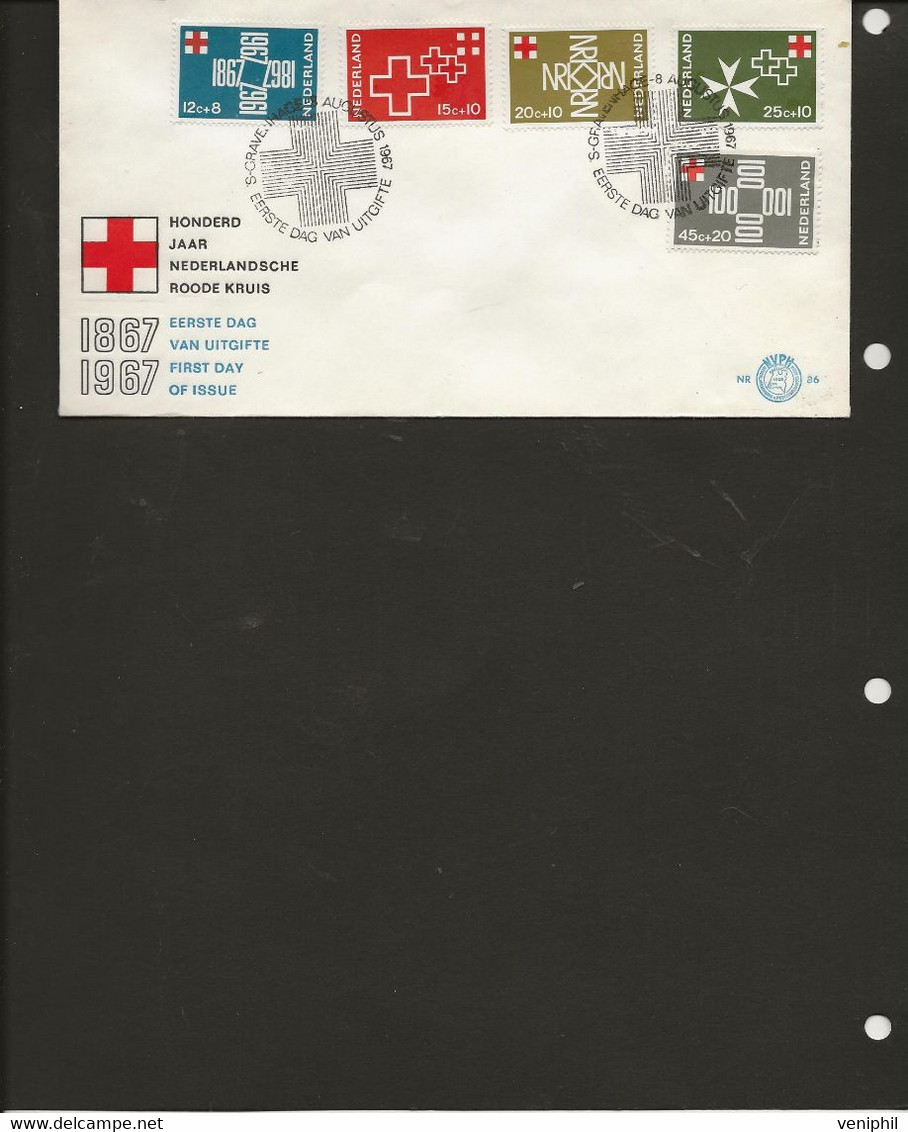 PAYS-BAS -LETTRE FDC AFFRANCHIE SERIE CROIX ROUGE N° 855 A 859 - 1967  TTB - Red Cross