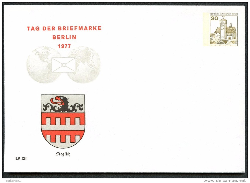 BERLIN PU68 C2/001 Privat-Umschlag WAPPEN STEGLITZ 1977 - Enveloppes Privées - Neuves