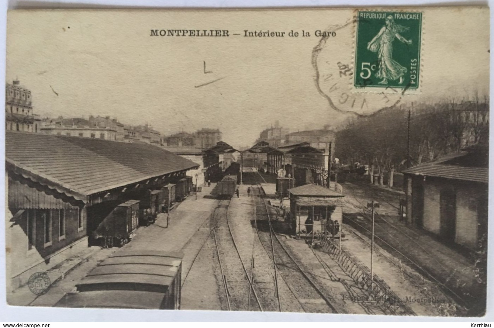 Montpellier Intérieur De La Gare - Circulée 1908. Cachet Ambulant Le Vigan à (Montpellier?) - Montpellier