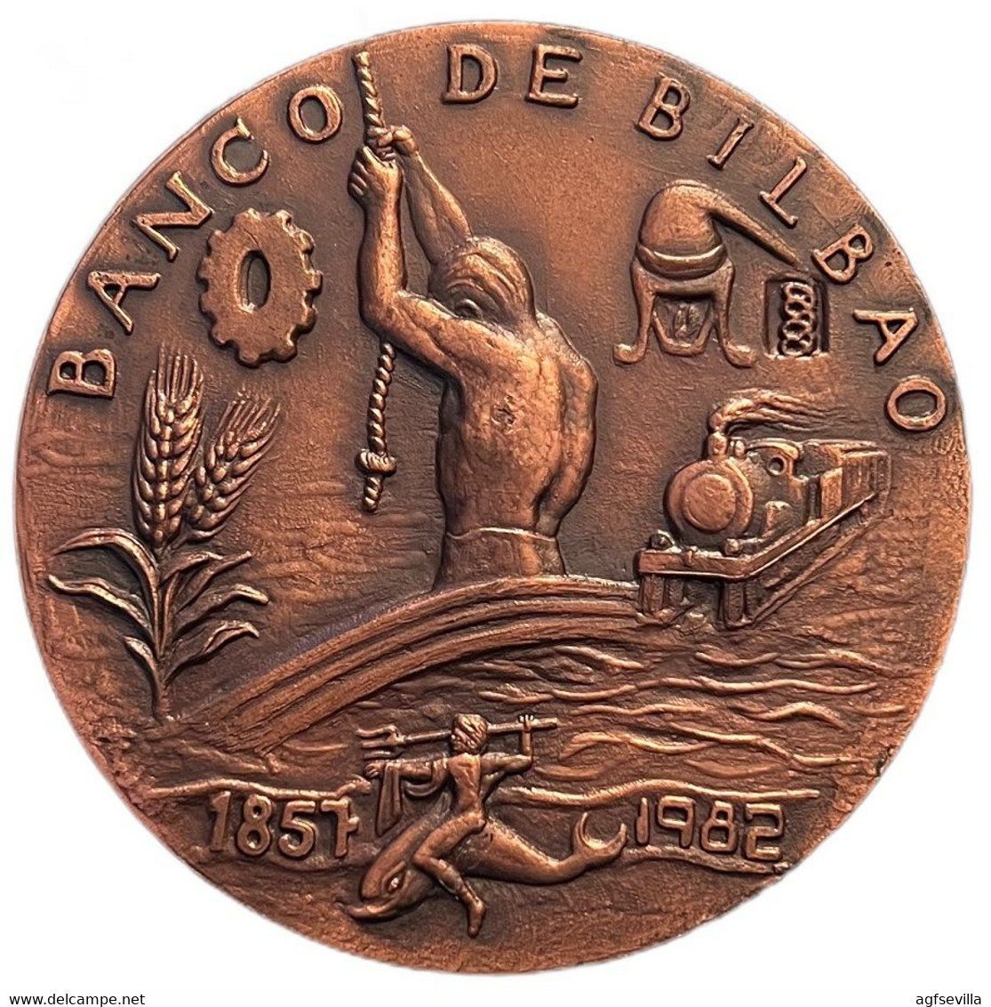 ESPAÑA. MEDALLA F.N.M.T. 125 ANIVERSARIO BANCO DE BILBAO. 1.982. CON ESTUCHE ORIGINAL - Professionali/Di Società