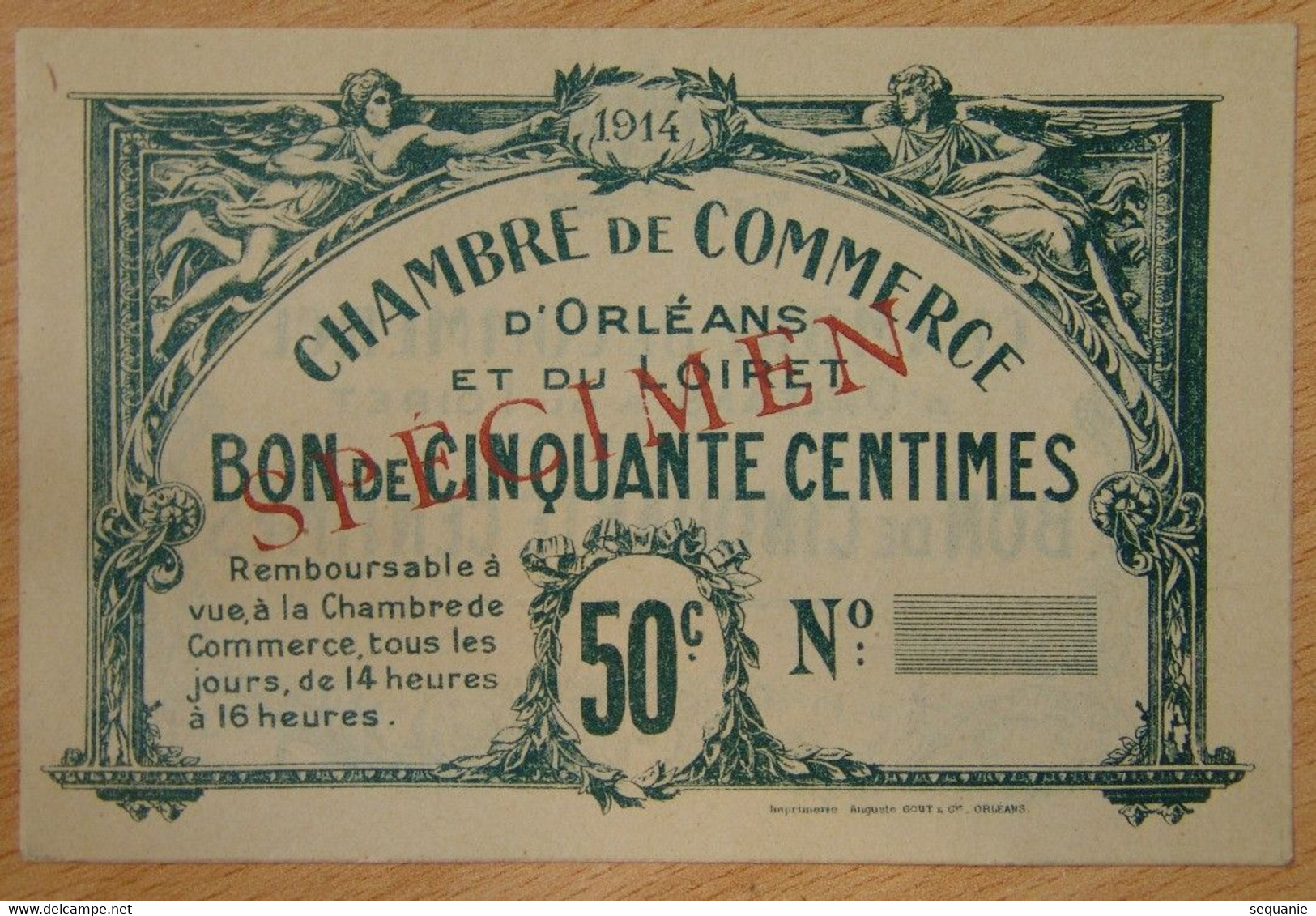 ORLÉANS ( Loiret 45) 50 Centimes Chambre De Commerce 1914 SPECIMEN - Chambre De Commerce