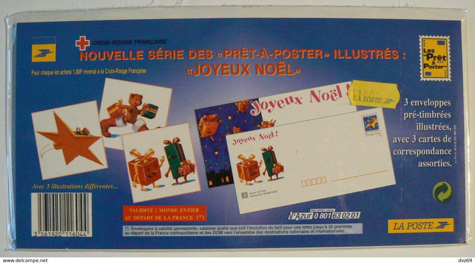 JOYEUX NOEL 1999, 3 Enveloppes Pré-timbrées Illustrées + Cartes Assorties, Encore Sous Blister D'origine, TB. - Verzamelingen En Reeksen: PAP