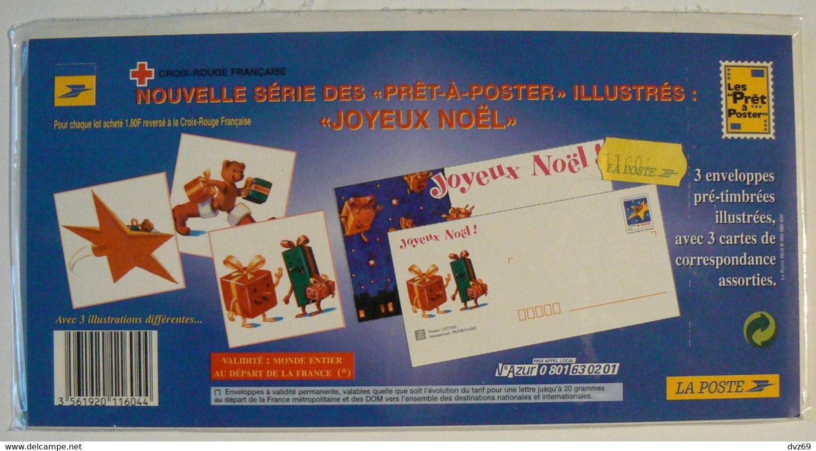 JOYEUX NOEL 1999, 3 Enveloppes Pré-timbrées Illustrées + Cartes Assorties, Encore Sous Blister D'origine, TB. - Lots Et Collections : Entiers Et PAP