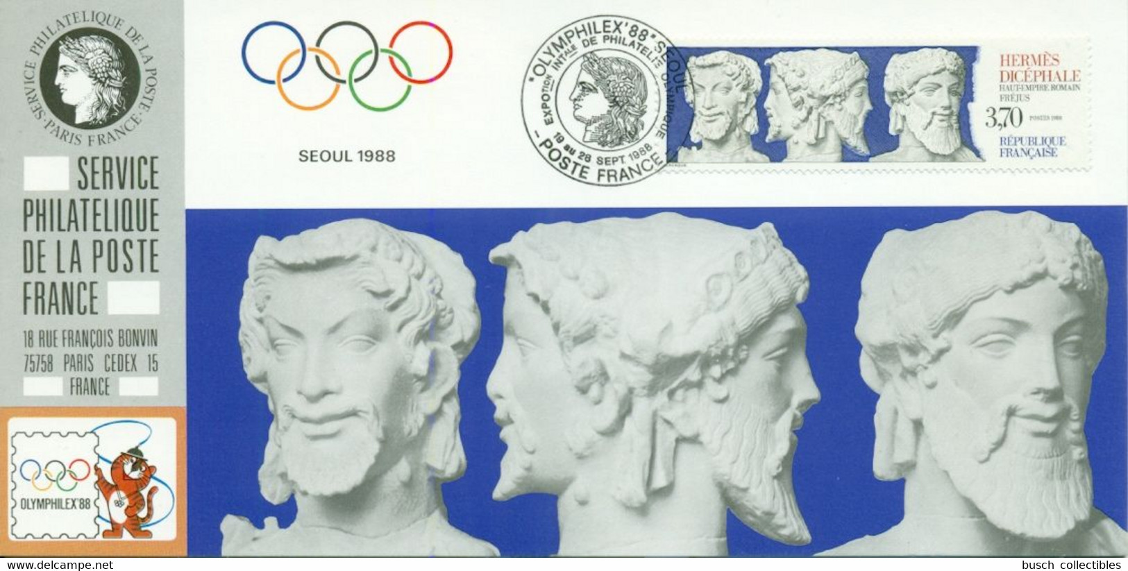 049 Carte Officielle Exposition Internationale Exhibition Seoul 1988 FDC France Olymphilex Jeux Olymiques Olympic Games - Filatelistische Tentoonstellingen