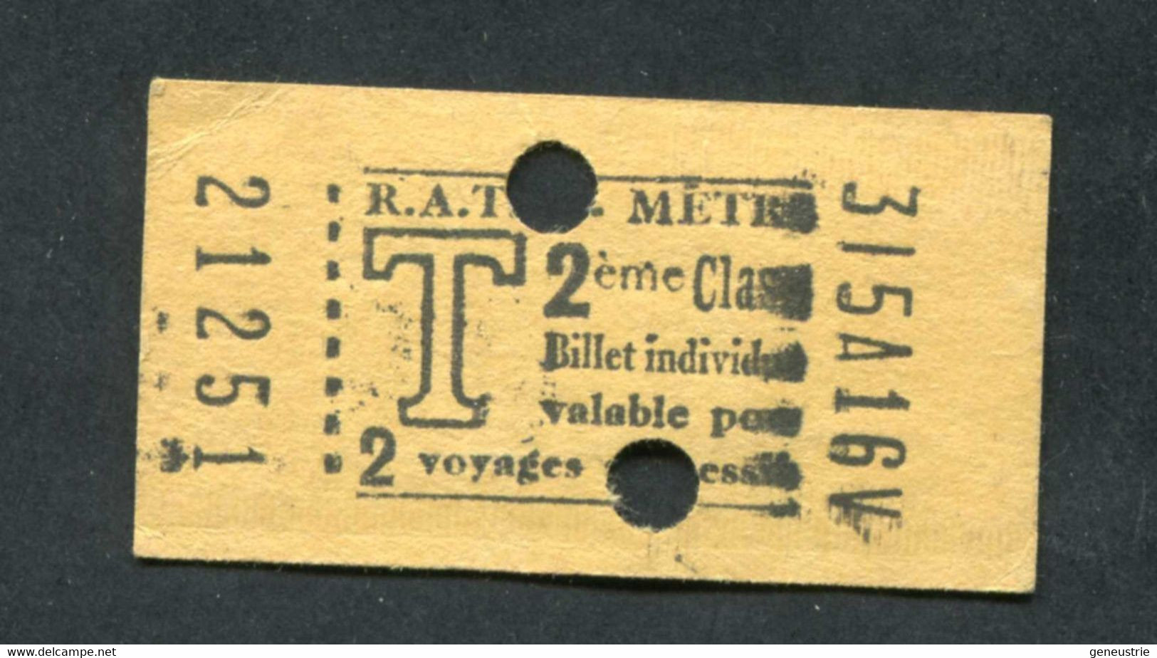 Ticket De Métro Parisien 2ème Cl (Tarif T - Station Odéon) Années 50 - Métropolitain Paris RATP - Europa