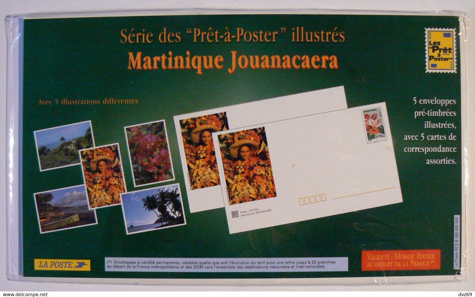 Martinique Jouanacaera, 5 Enveloppes Pré-timbrées Illustrées + Cartes Assorties, Encore Sous Blister D'origine, TB. - Collections & Lots: Stationery & PAP