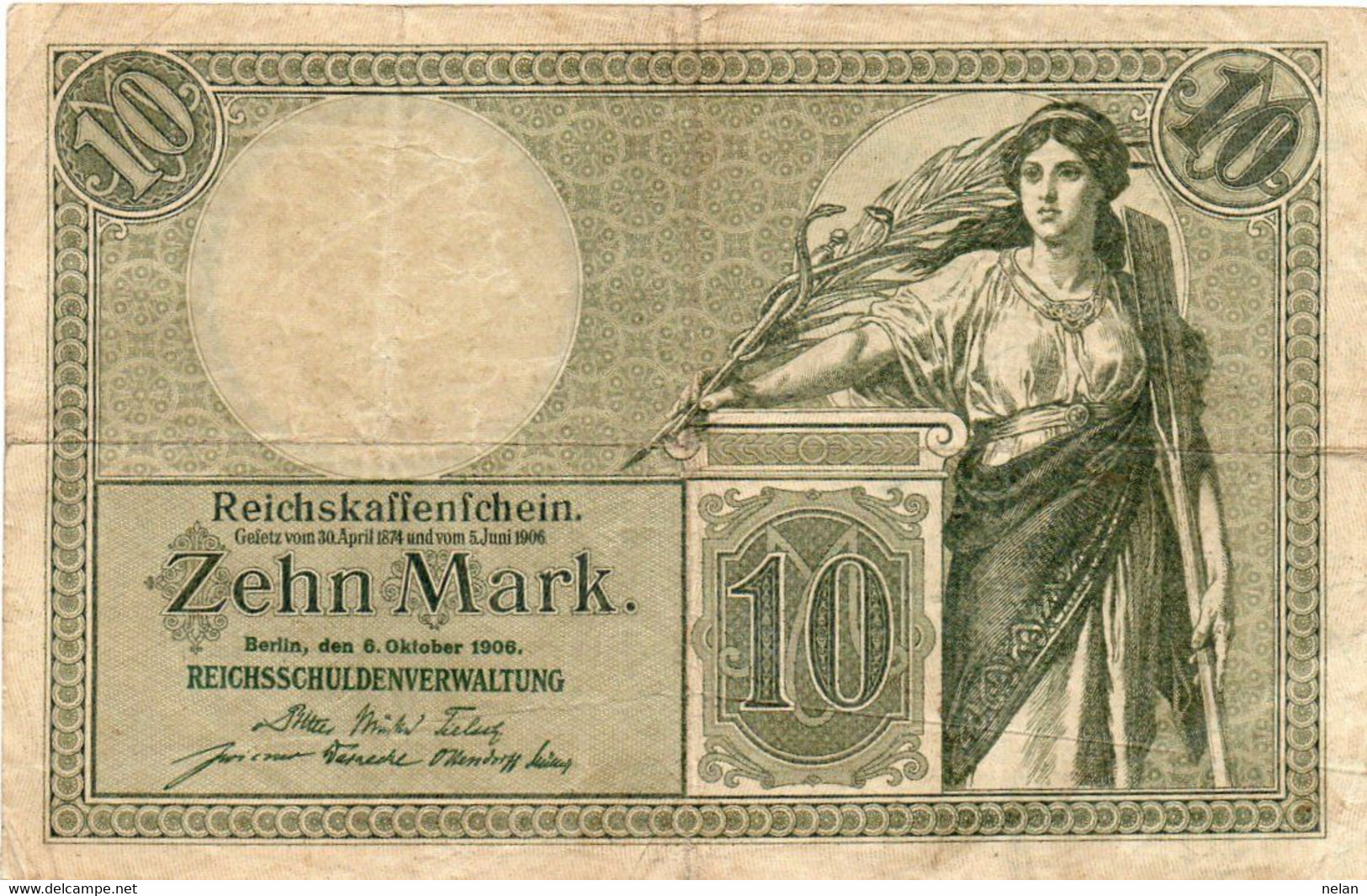 GERMANY- 10 MARK 1906 -  Wor:P-9b, Ros:R-27b - CIR. - 10 Mark