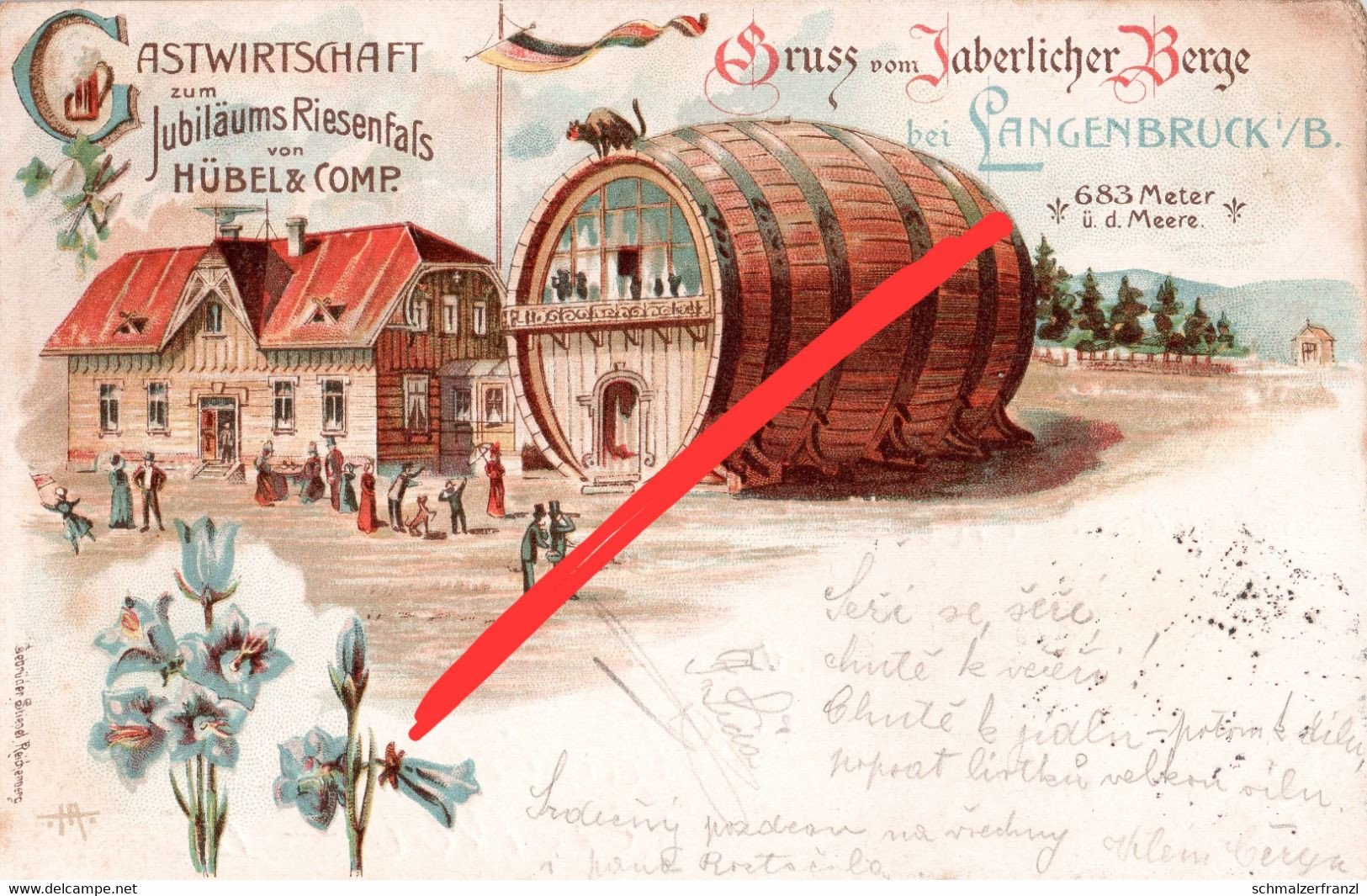 Litho AK Jaberlich Riesenfaß Baude Gasthof Javornik A Liberec Reichenberg Langenbruck Dlouhy Most Hermannsthal Jermanice - Sudeten