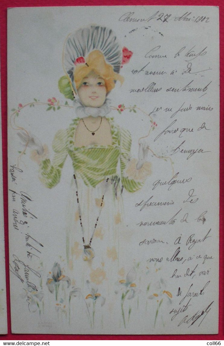 Raphael Kirchner 1902 RARE 3 Cpa Délicates Jeunes Femmes Chapeautées Sans éditeur Dos Scanné - Kirchner, Raphael