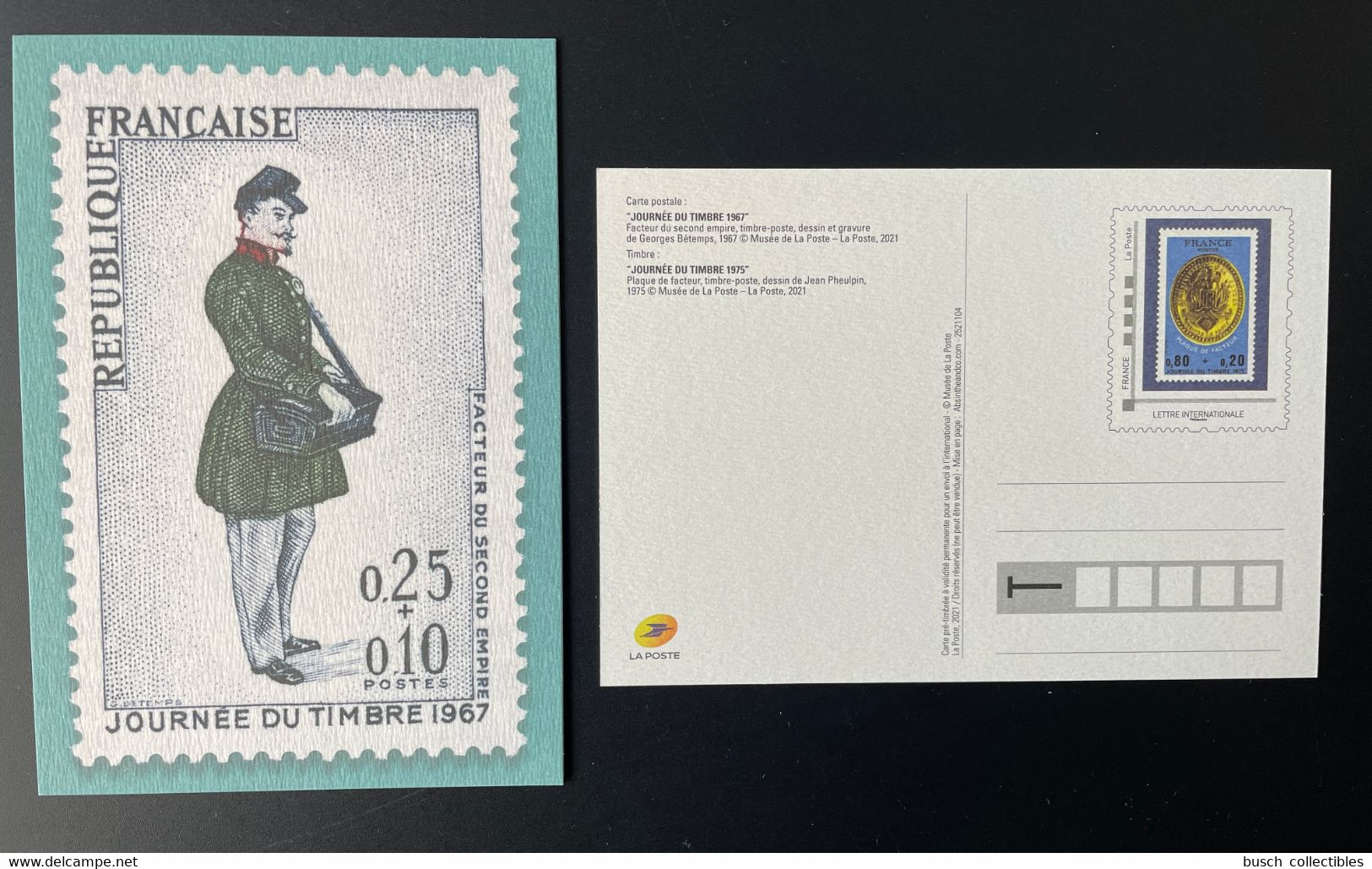 France 2021 - Carte Postale Entier Journée Du Timbre 1967 Facteur Du Second Empire - Pseudo-interi Di Produzione Ufficiale