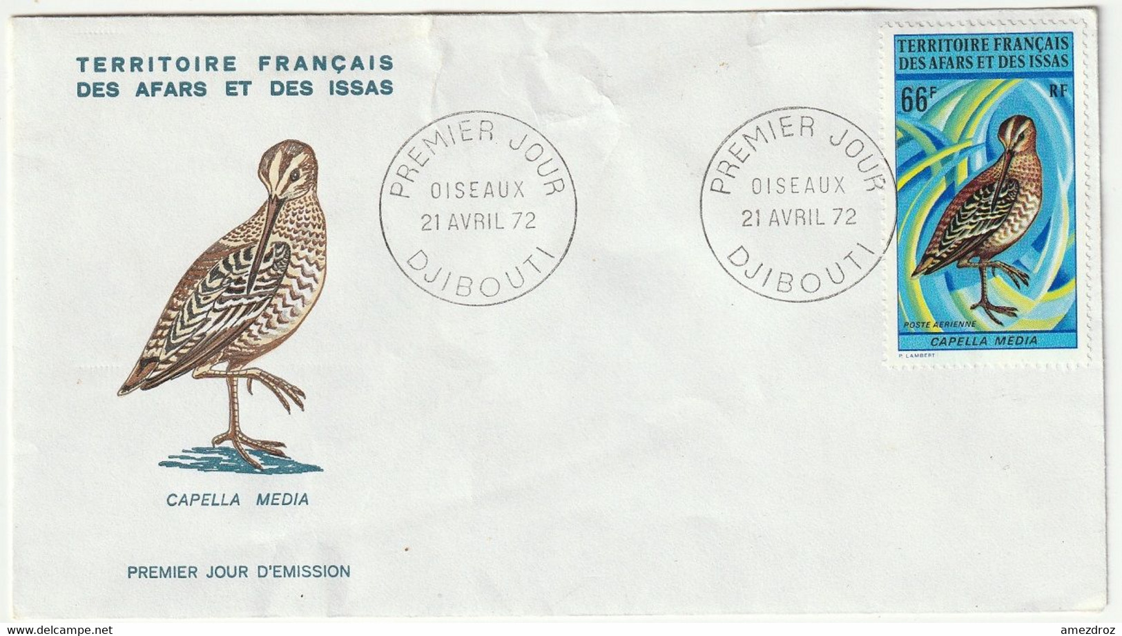 FDC Afars Et Issas 1972 Enveloppe Premier Jour Oiseau  (1) - Covers & Documents