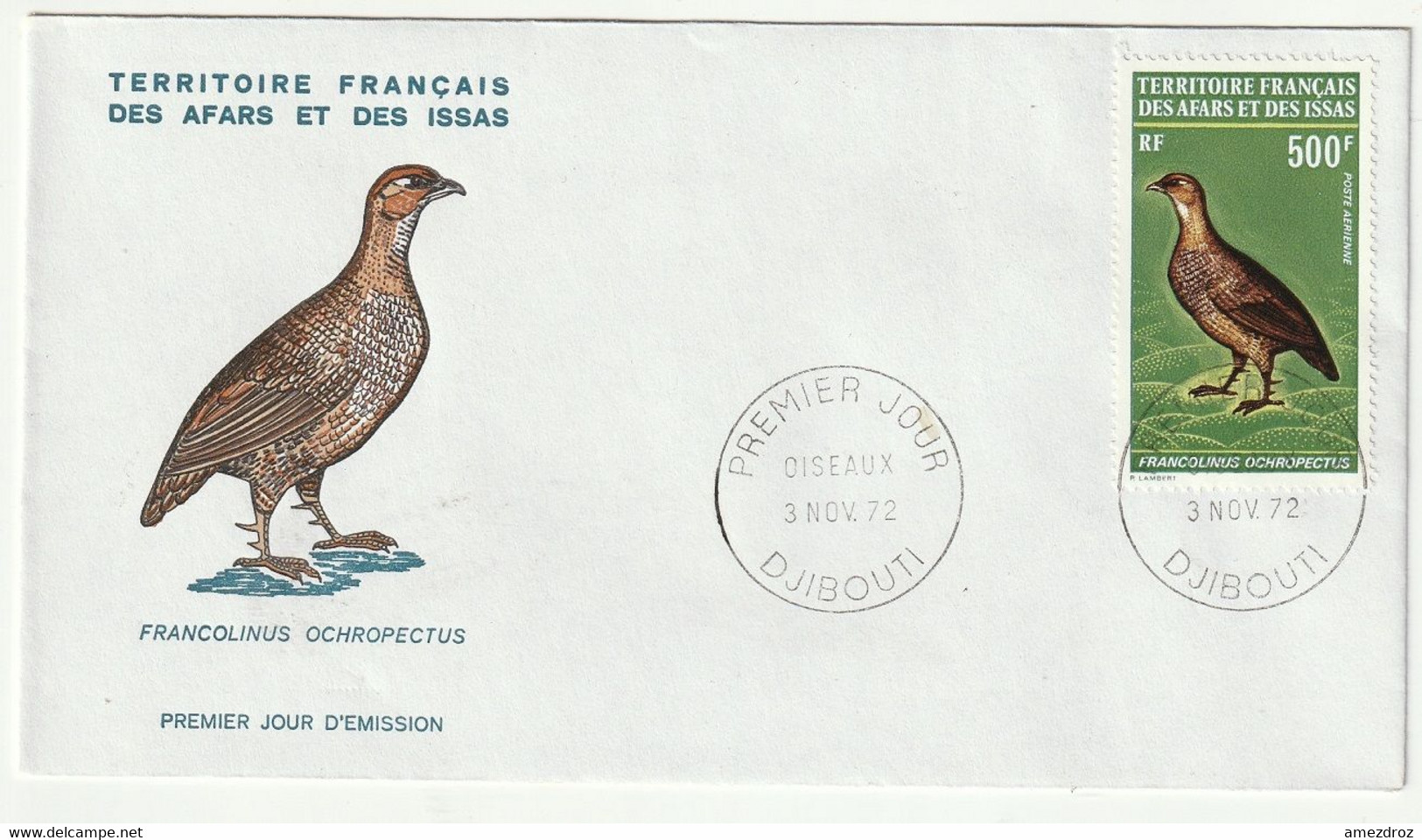 FDC Afars Et Issas 1972 Enveloppe Premier Jour Oiseau (1) - Covers & Documents