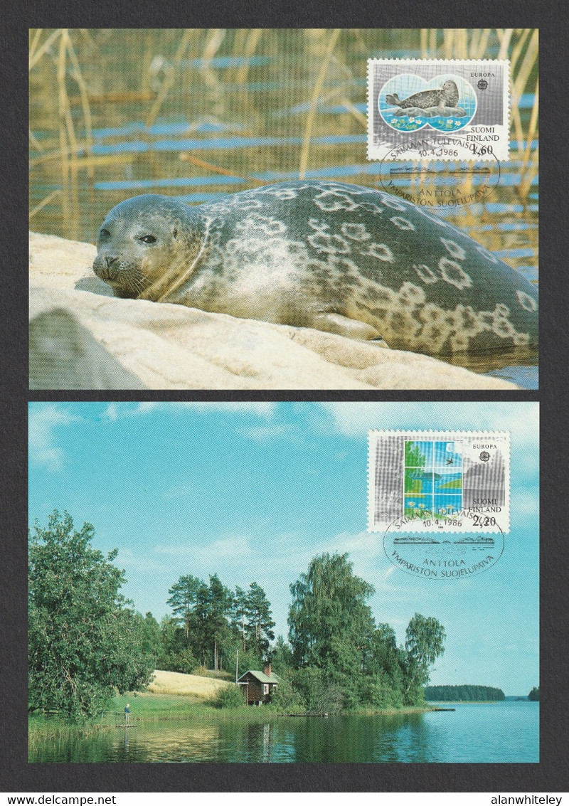 FINLAND 1986 EUROPA / Protection Of Nature & Environment: Set Of 2 Maximum Cards #5 & #6 CANCELLED - Cartes-maximum (CM)