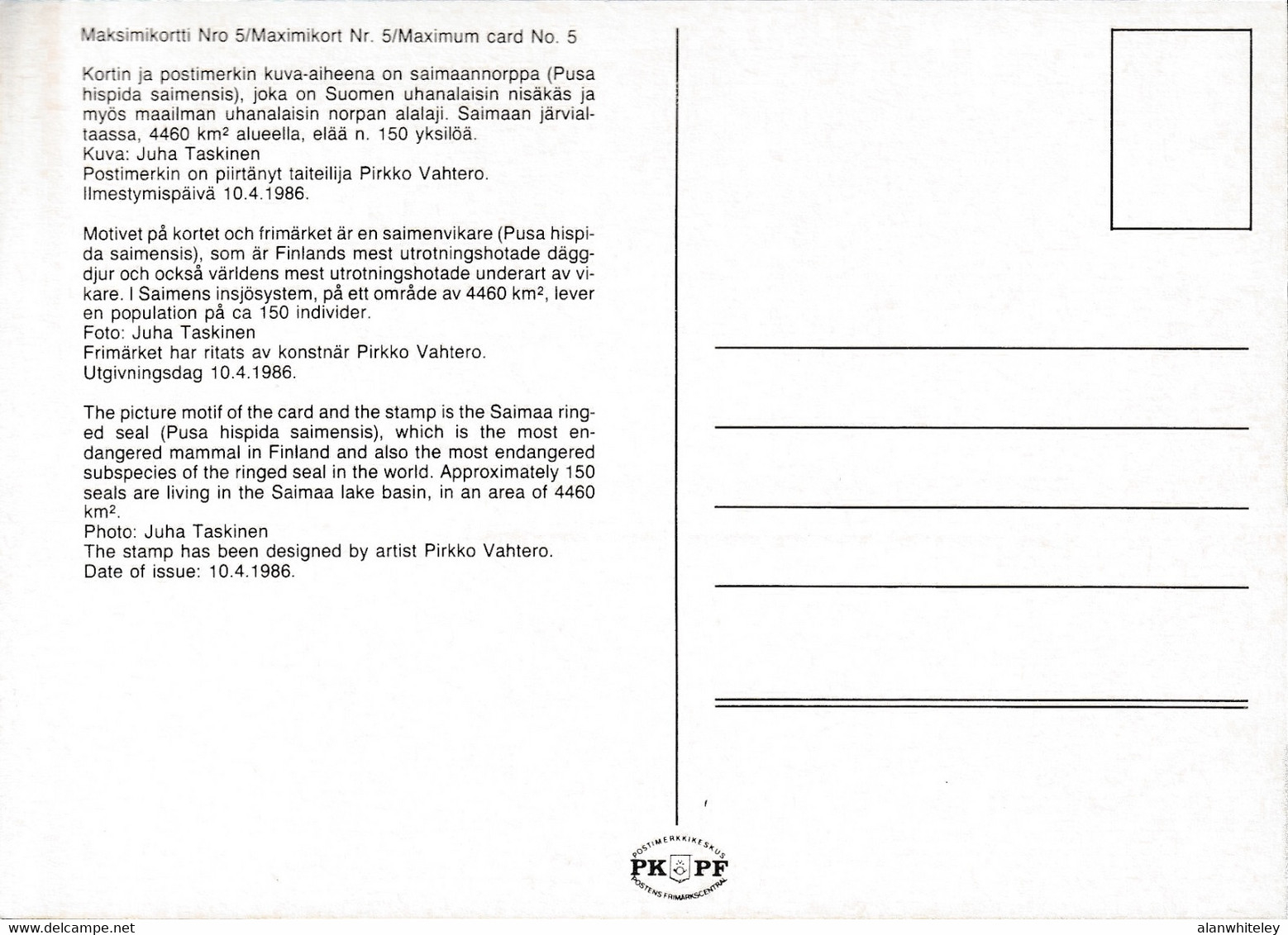 FINLAND 1986 EUROPA / Protection Of Nature & Environment: Set Of 2 Maximum Cards #5 & #6 CANCELLED - Maximum Cards & Covers