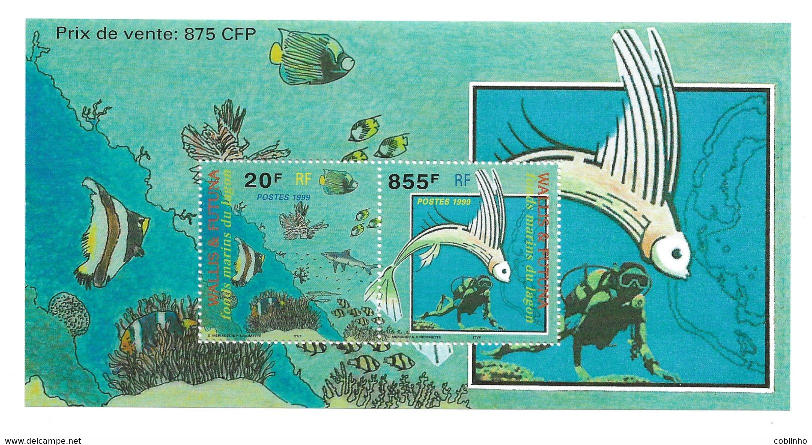 WALLIS Et FUTUNA - 1999 Bloc Feuillet No 8 - Sharks, Requins, Fish, Poissons, Fonds Marins, Plongée - Blocchi & Foglietti