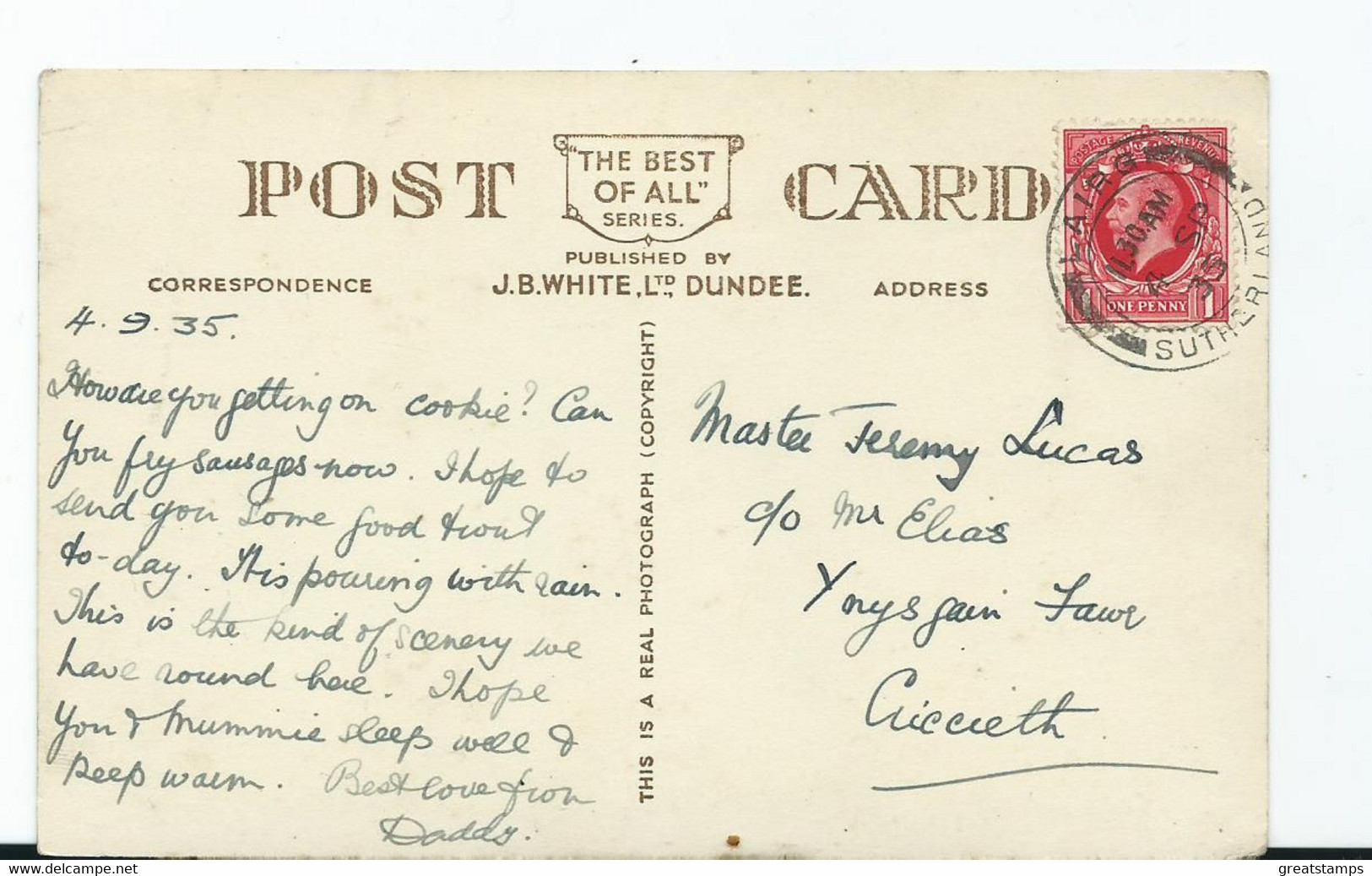 Scotland Postcard Rp Ullapool To Lochniver Highlands Posted 1935 Lairg  J.b.white - Sutherland