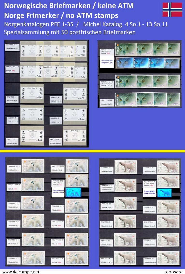 Norwegen Automatenmarken Sammlung Mit 50 Sonderdrucken Der Versandstelle (keine ATM) Mit Allen Raritäten In Postfrisch! - Colecciones