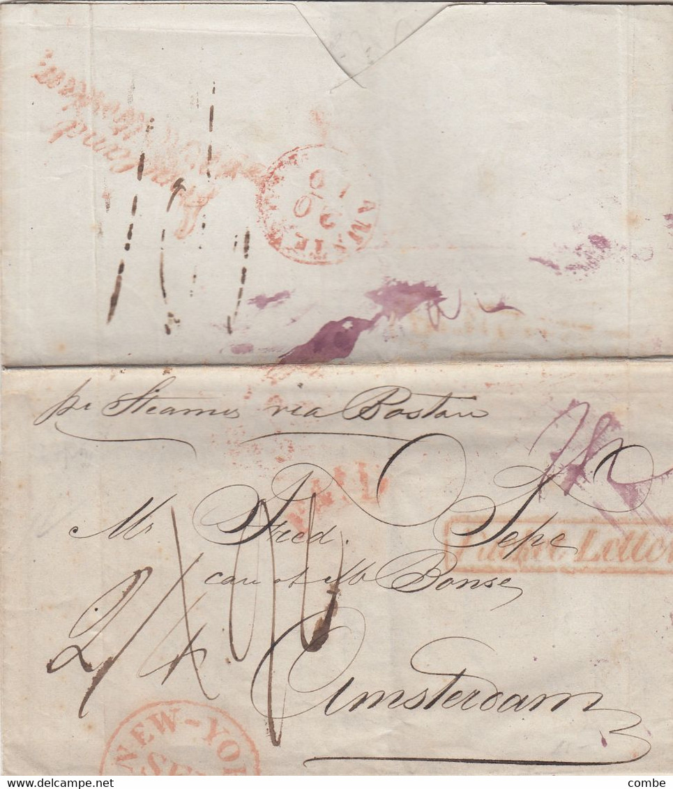 COVER. USA. 30 SEPT 1842. NEW-YORK. PAID. TO AMSTERDAM. VIA BOSTON. PACKET LETTER - …-1845 Prephilately