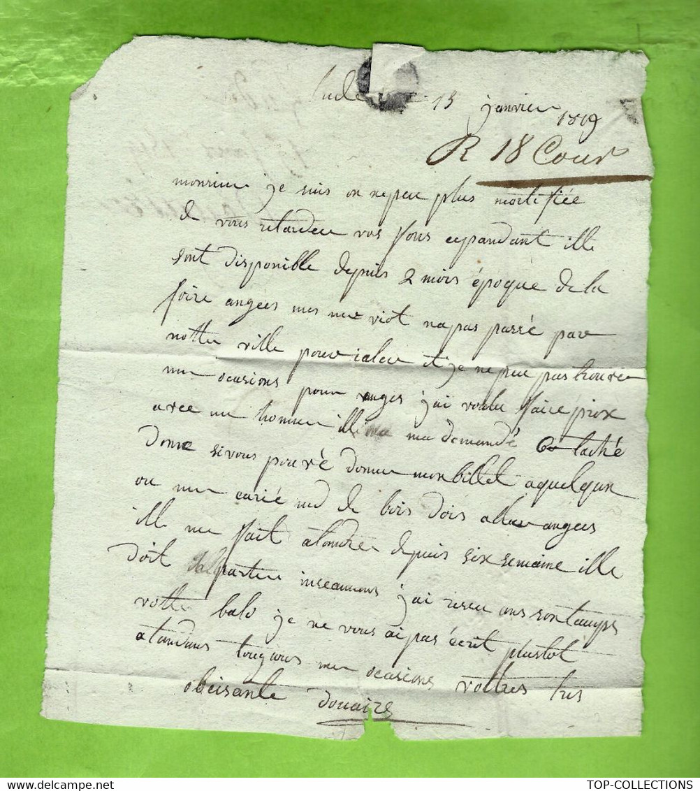 1819 LETTRE DE COMMERCE Mme DOUAIRE Le Lude POUR Mr BLANCLAIR Négociant à Angers - 1801-1848: Precursori XIX