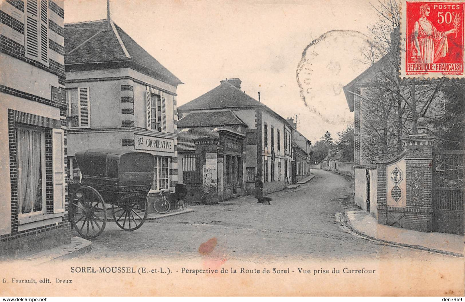 SOREL-MOUSSEL (Eure-et-Loir) - Perspective De La Route De Sorel - Carrefour - Société Coopérative, Chariot Boulangerie - Sorel-Moussel