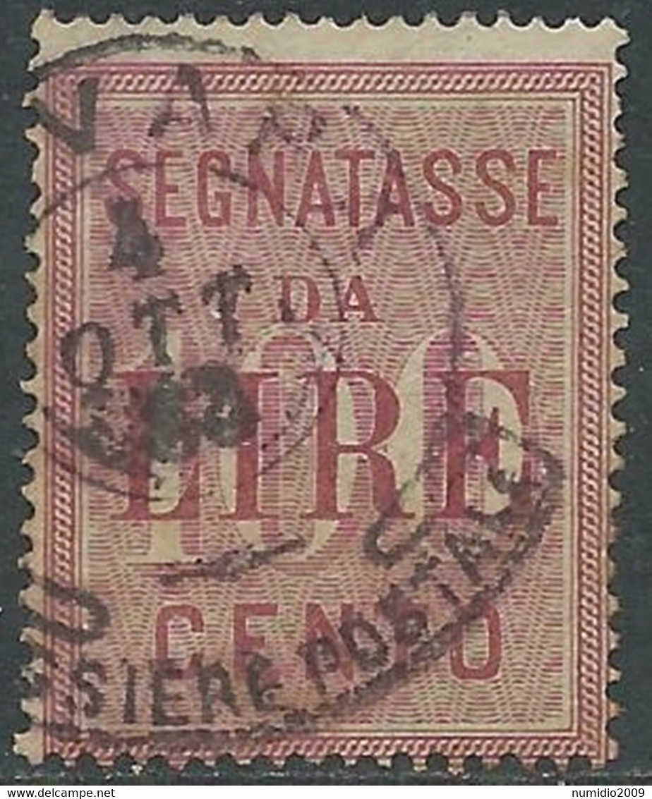 1884 REGNO SEGNATASSE USATO 100 LIRE - RF7-2 - Postage Due