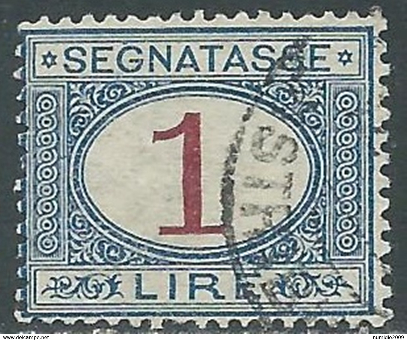 1890-94 REGNO SEGNATASSE USATO 1 LIRA - RF28 - Strafport