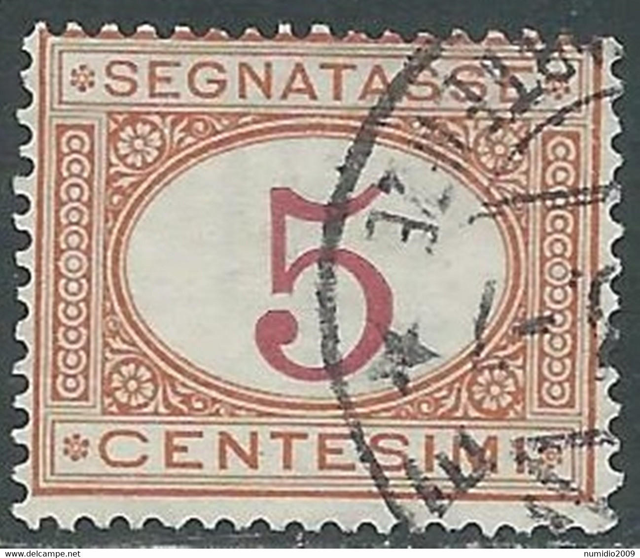 1890-94 REGNO SEGNATASSE USATO 5 CENT - RF28 - Portomarken