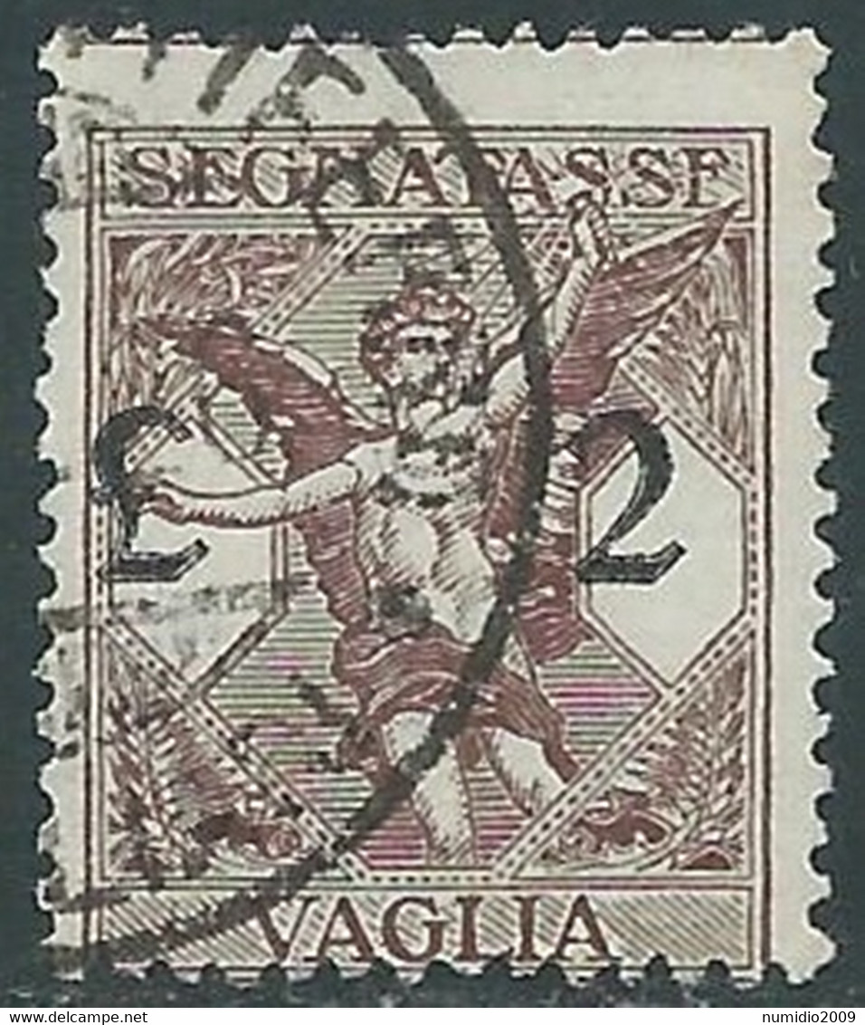 1924 REGNO SEGNATASSE PER VAGLIA USATO 2 LIRE - RF28-2 - Vaglia Postale