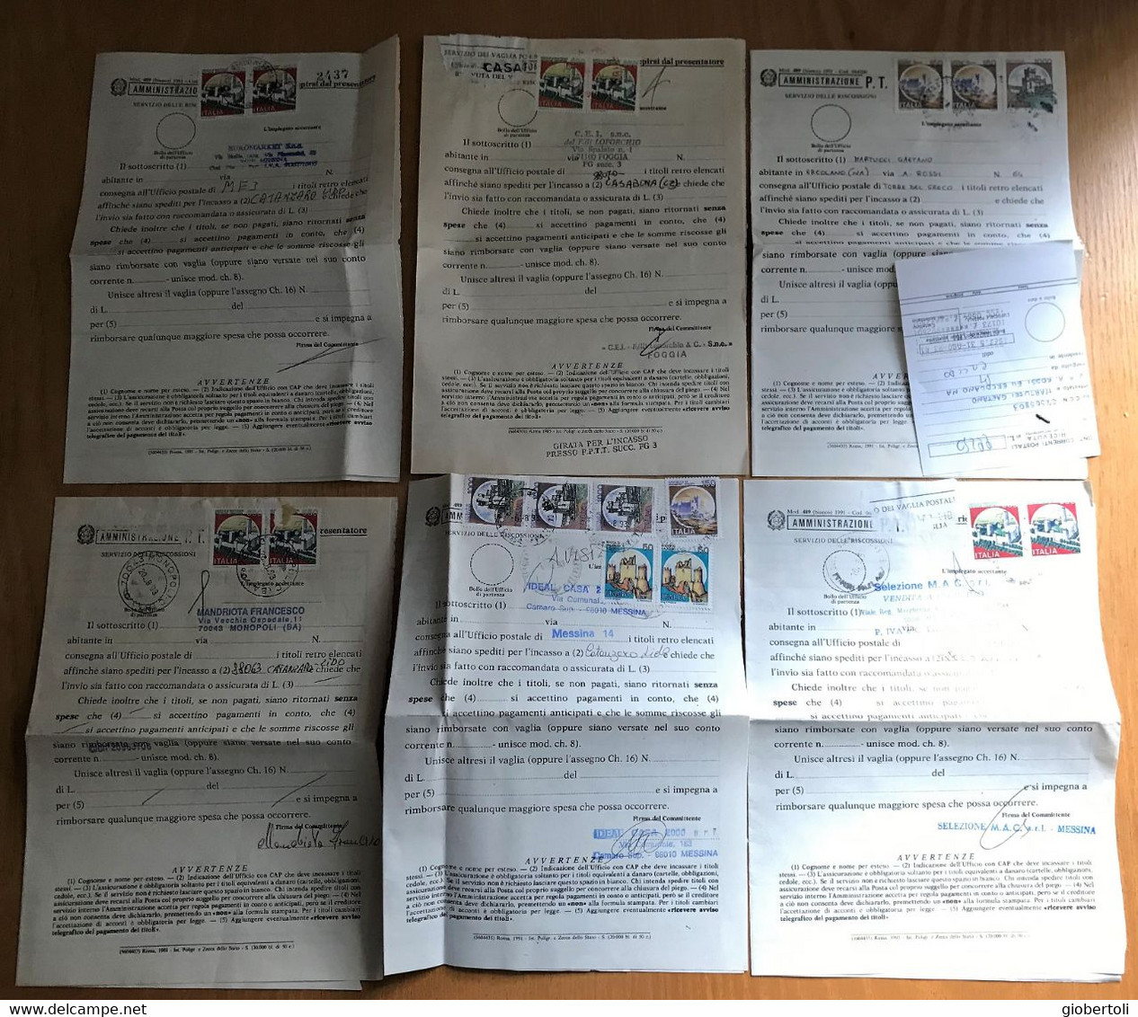 Italia/Italy/Italie: Lotto Di 6 Documenti Postali, Lot Of 6 Postal Documents. Loto Di 6 Documents Postaux - Lotti E Collezioni